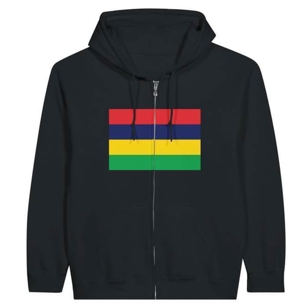 Hættetrøje - PIXELFORMA - Mauritansk flag - Sort - Polyester-Bomuld - Hel lynlås Svart XXL