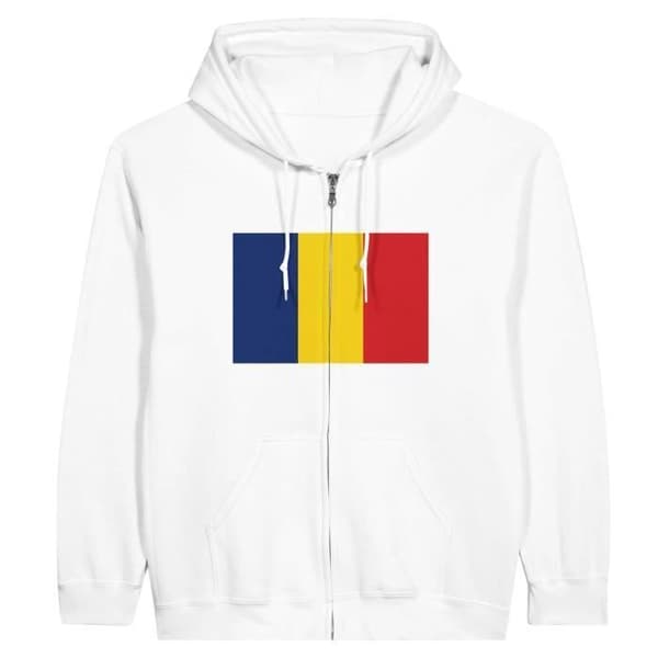 "Huvtröja - PIXELFORMA - Rumäniens flagga - Vit - Polyesternbambus - Optimal komfort" Vit XL