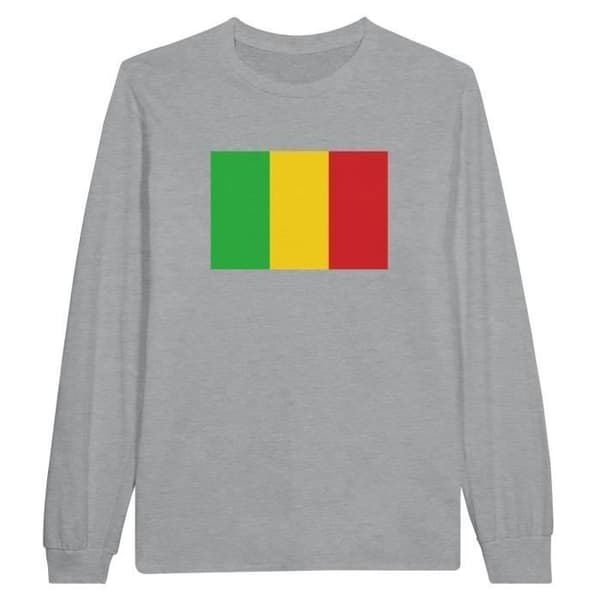 Langærmet T-shirt - PIXELFORMA - Flag af Mali - Grå - 100% bomuld - Mand Grå M