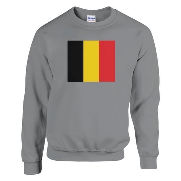 Sweatshirt - PIXELFORMA - Belgien Flagga - Grå - Långärmad - Rundad hals Grå jag