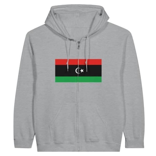 Hupullinen collegepaita - PIXELFORMA - Libyan lippu - Harmaa - Pitkät hihat - Mixed Grå jag