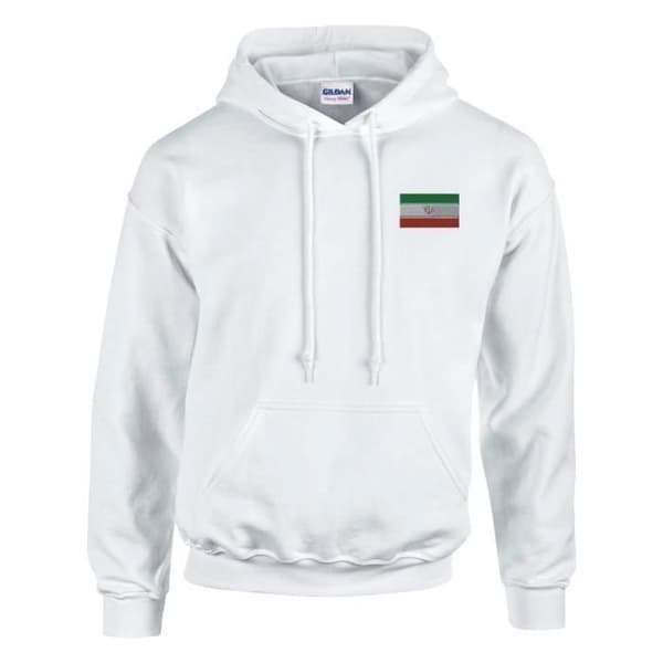 Huvtröja - PIXELFORMA - Irans flagga - Långa ärmar - Bomulls-polyester - Vit Vit S