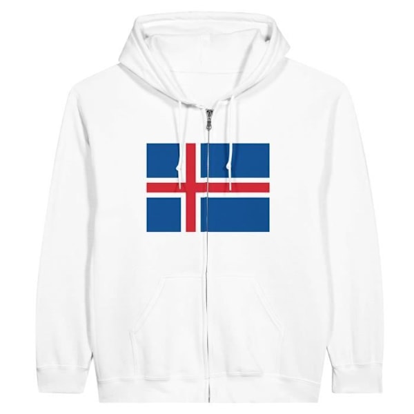 Island Flag Zip Hoodie i Vit Vit XL