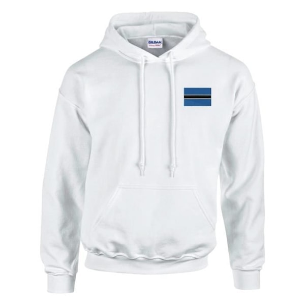 Botswana flagga broderi hoodie i vit Vit jag