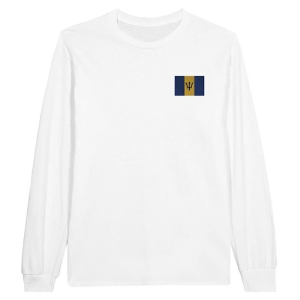 Barbados Flag Broderi Langærmet T-Shirt i Hvid Vit M