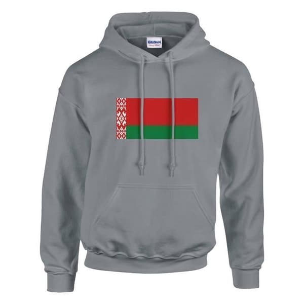 Hættetrøje - PIXELFORMA - Hviderussisk flag - Grå - Lange ærmer - Hættekolle Grå jag