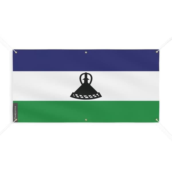 Lesotho Flag Banner 6 öljetter 140x280cm i polyester