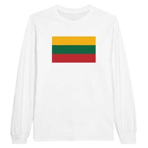 Litauen Flag langærmet T-shirt i hvid Vit XL