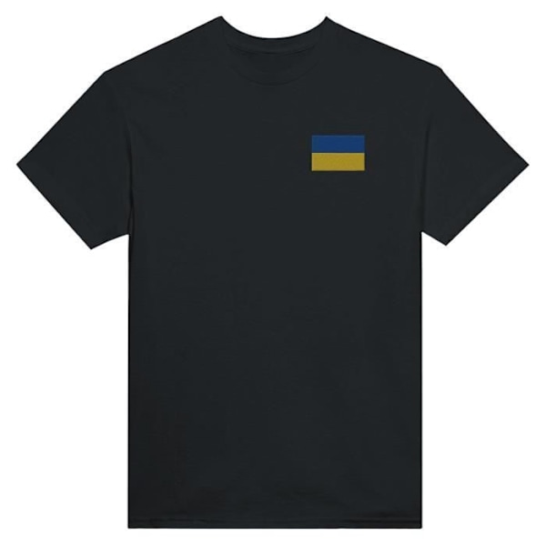 Ukraine Flag Broderi T-Shirt i sort Svart M