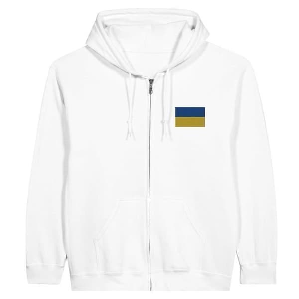Hætte sweater - PIXELFORMA - Ukraines flag - Elegant broderi - Polyester-Bomuld - Optimal komfort Vit M