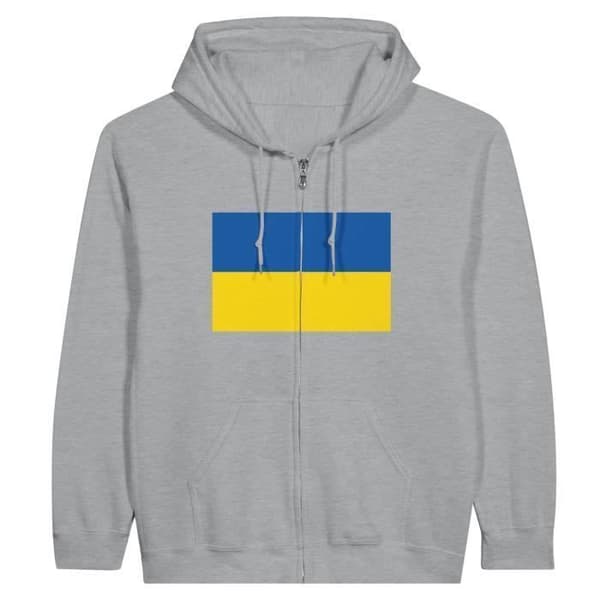 Huppari - PIXELFORMA - Ukrainan lippu - Harmaa - Polyesteri-Puuvilla - Koko vetoketju Grå M