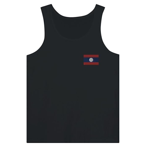 Laos Flag Broderi Tank Top i Sort Svart XL