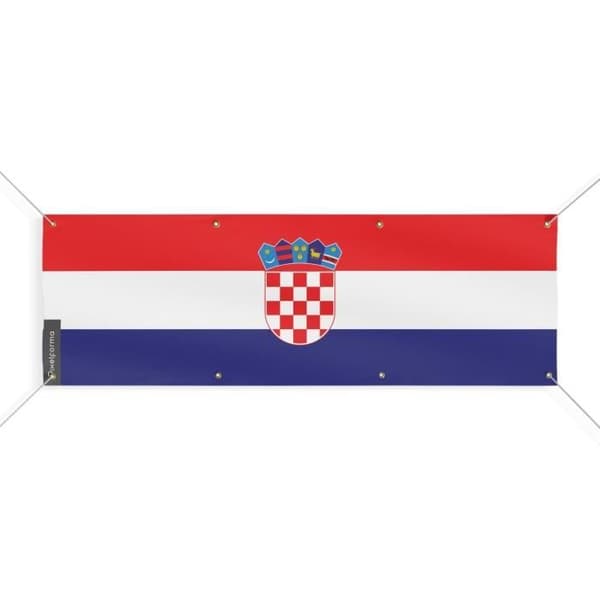 Kroatien Flag Banner 8 Øjer 110x330 cm