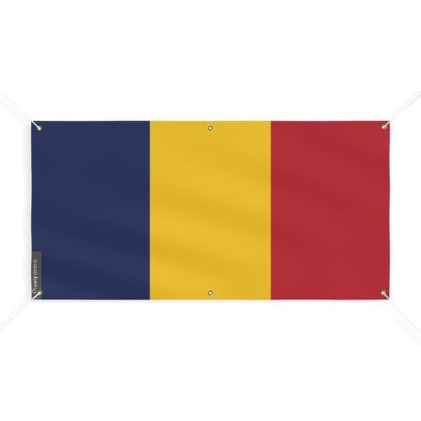 Banner Tšadin lippu 6 silmukkaa 40x80cm polyesteriä
