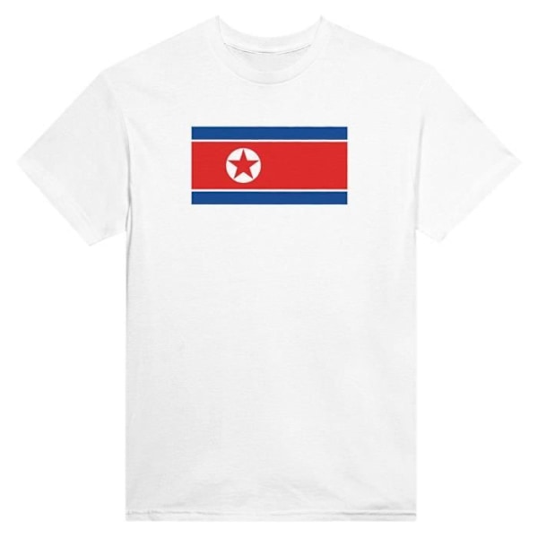 Pohjois-Korean lipun T-paita valkoisena Vit XXXXL