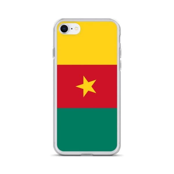 Cover til iPhone - PIXELFORMA - iPhone 8 - Kameruns flag - Blødt silikonemateriale - Let design Grön, Röd, Gul