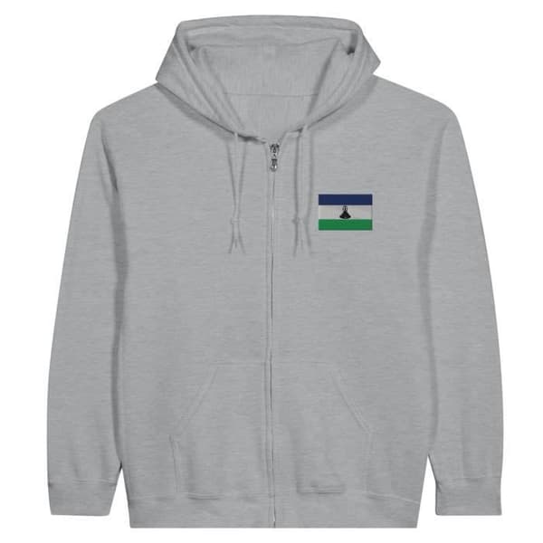 Hættejakke - PIXELFORMA - Lesothos flag - Grå - Lynlås - Optimal komfort Grå XXL