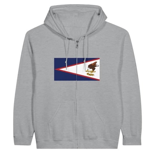 American Samoa Flag Hoodie med dragkedja i grått Grå XL