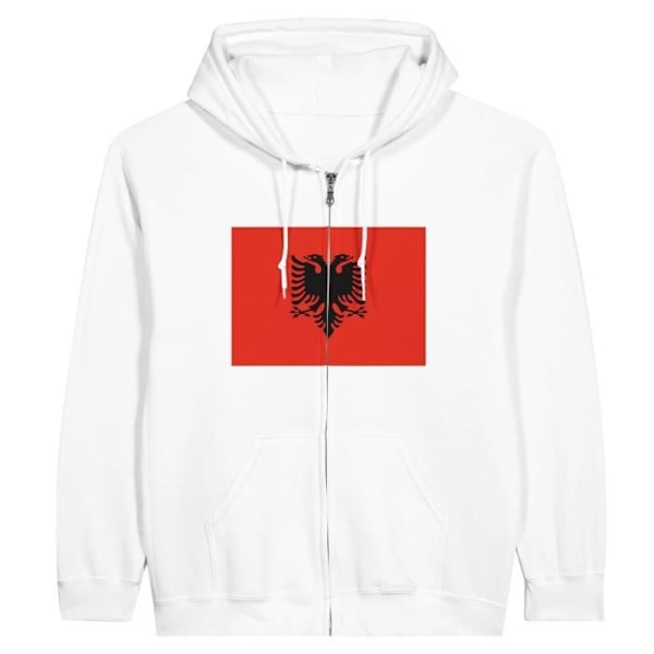 Albania Flag Zip Hoodie i Vit Vit M