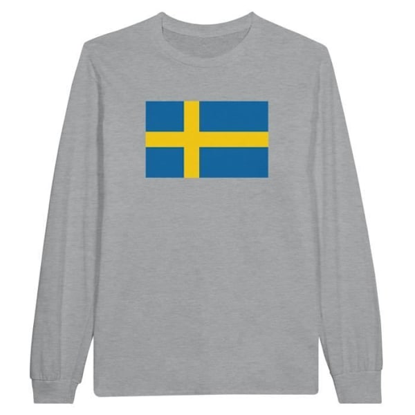 Sweden Flag langærmet T-shirt i grå Grå XL