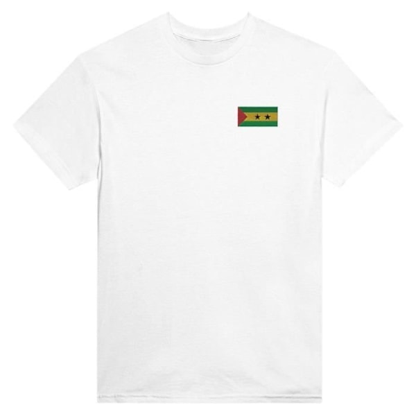 Hvid T-shirt med broderi med flag fra Sao Tome og Principe Vit S