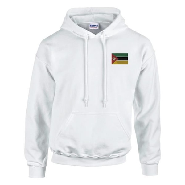 Moçambique Flag Embroidery Hoodie i Vit Vit XXL