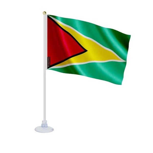 Drapeau - Guyana - Mini Drapeau Ventouse - 14 x 21 cm - Polyester - Tryck Fram/Bak Flerfärgad