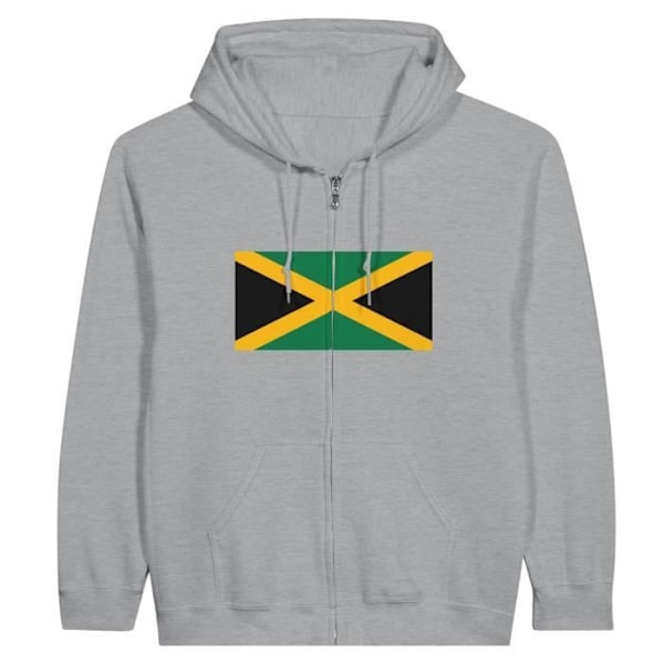 Jamaica Flag Hættetrøje med lynlås i grå Grå S