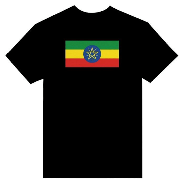 Etiopien Flag T-shirt i sort farve Svart S