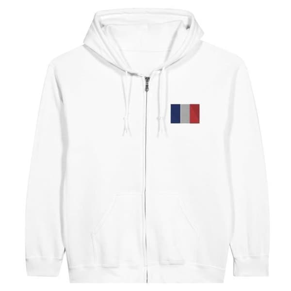 Hættebluse - PIXELFORMA - Frankrigs flag - Hvid - Lange ærmer - Hættekrave Vit jag