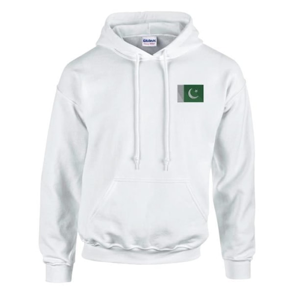 Pakistan flagga broderi hoodie i vit Vit jag