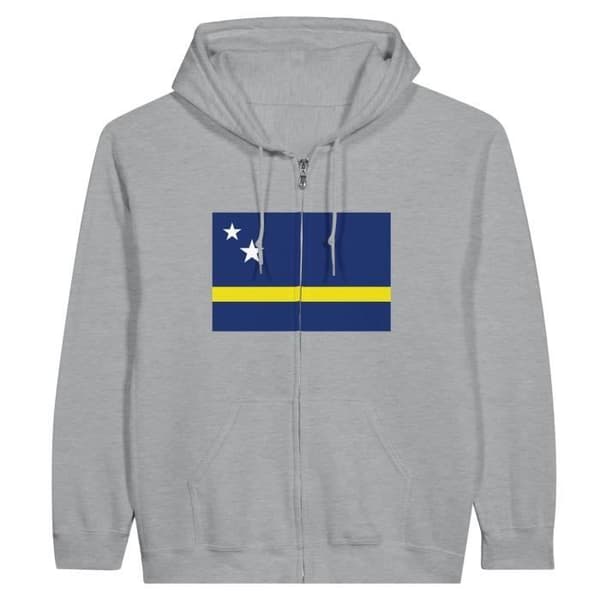 Curacao Flag Hættetrøje med lynlås i grå - jag