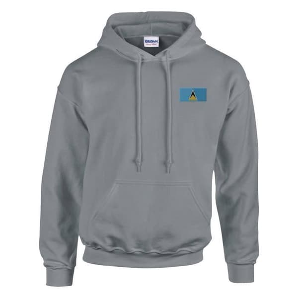 Sweatshirt med hætte - PIXELFORMA - Saint Lucias flag - Grå - Lange ærmer - Hættekolle Grå S