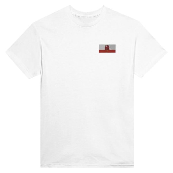 Gibraltar Flag Broderi T-Shirt i Hvid Vit M