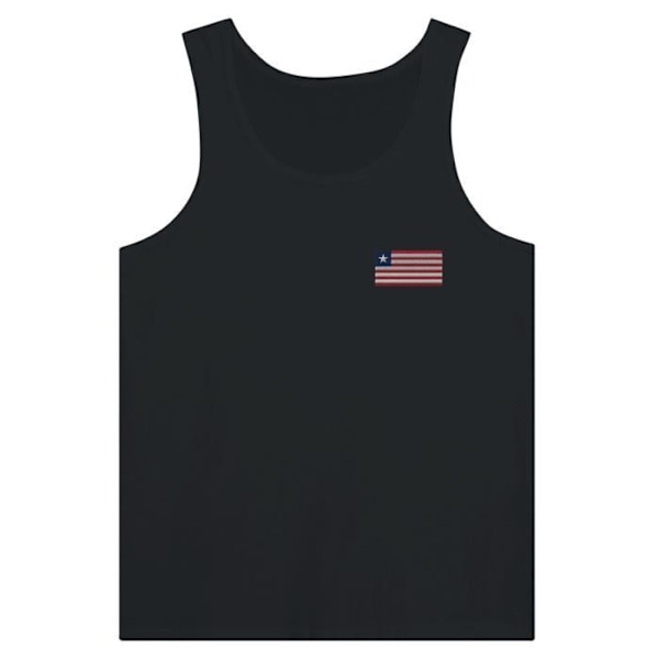 Liberia Flag Embroidery Tank Top i Sort Svart jag