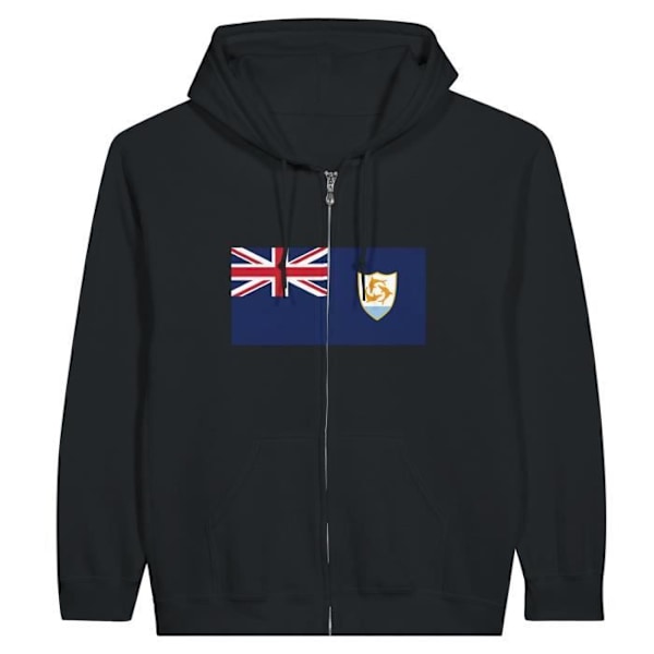 Anguilla Flag hættetrøje med lynlås i sort Svart XXXL