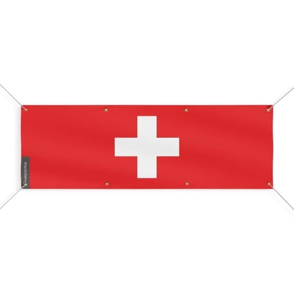 Banner Flag - PIXELFORMA - Schweiz - 8 Øjer - 190x570 cm - Holdbart Polyester