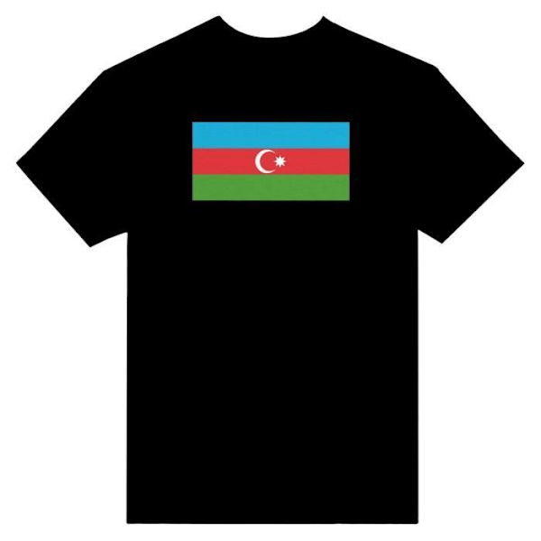 Azerbaidžanin lippu T-paita mustalla värillä Svart XXXXXL