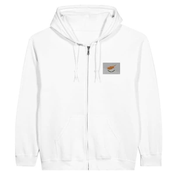 Hætte sweatshirt - PIXELFORMA - Cyperns flag - Hvid - Lange ærmer - Hættekrave Vit M