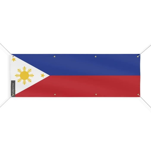 Filippinernas flagga - PIXELFORMA - 60x180 cm - 8 öljetter - Slitstark polyester - Digitaltryck