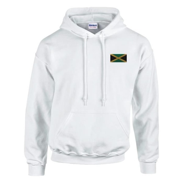 Jamaica Flag Embroidery Hoodie i Vit Vit S