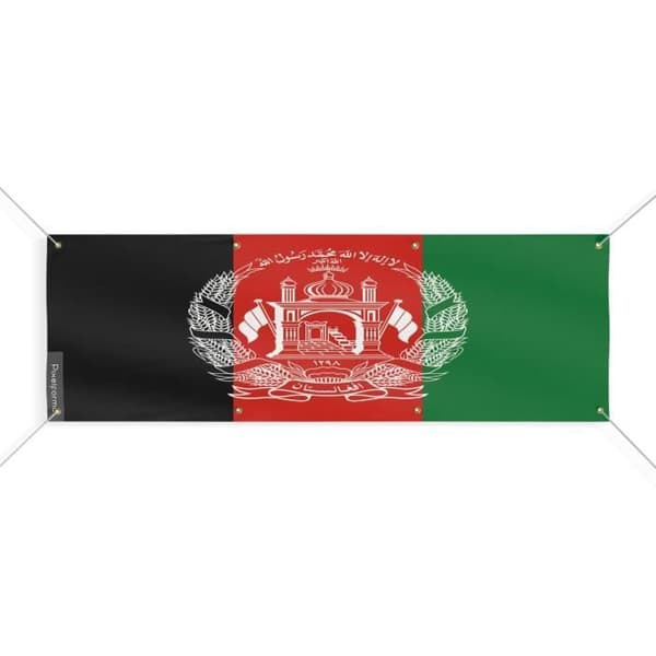 Banner - PIXELFORMA - Afghanistans flagga - 50x150 cm - 8 öljetter - Slitstark polyester
