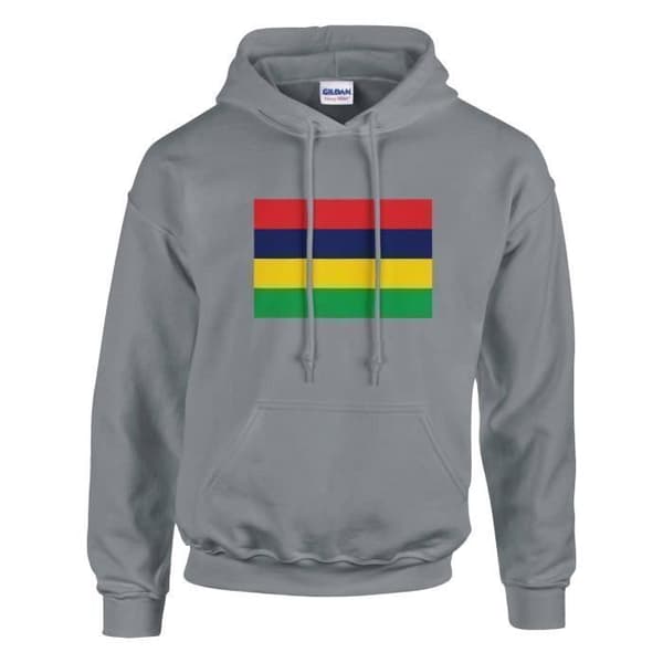 Huvtröja - PIXELFORMA - Mauritius flagga - Grå - Ekologisk bomull-Polyester - Miljöansvarig Grå jag