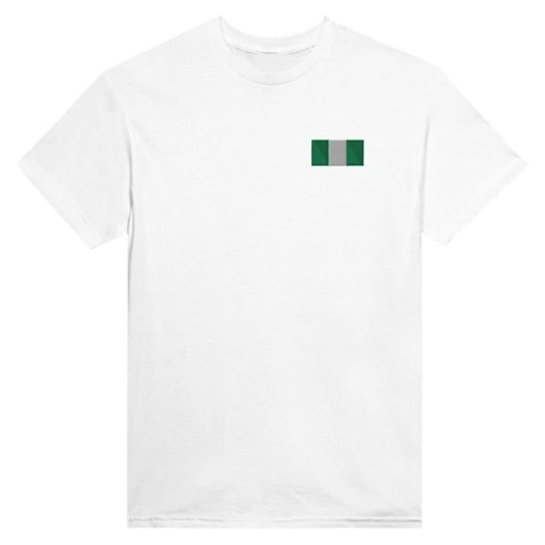 Nigeria flag broderi T-shirt i hvid Vit jag