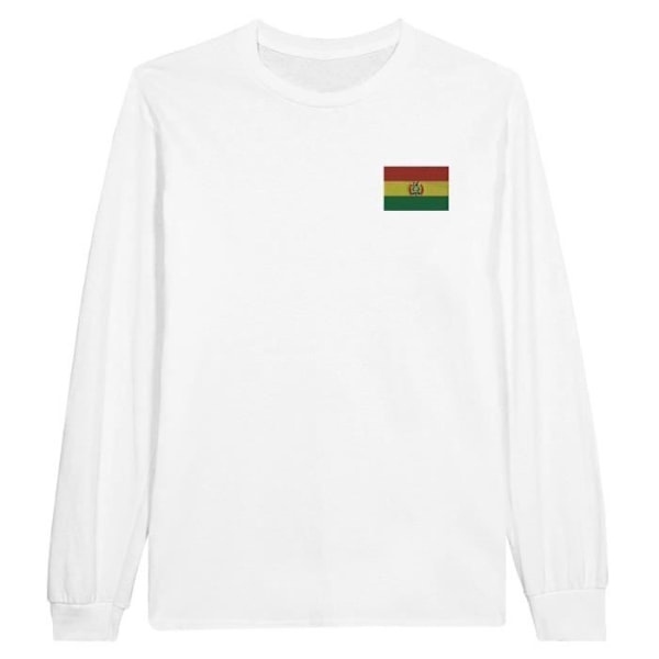 Bolivia Flag Broderi Langærmet T-Shirt i Hvid Vit M