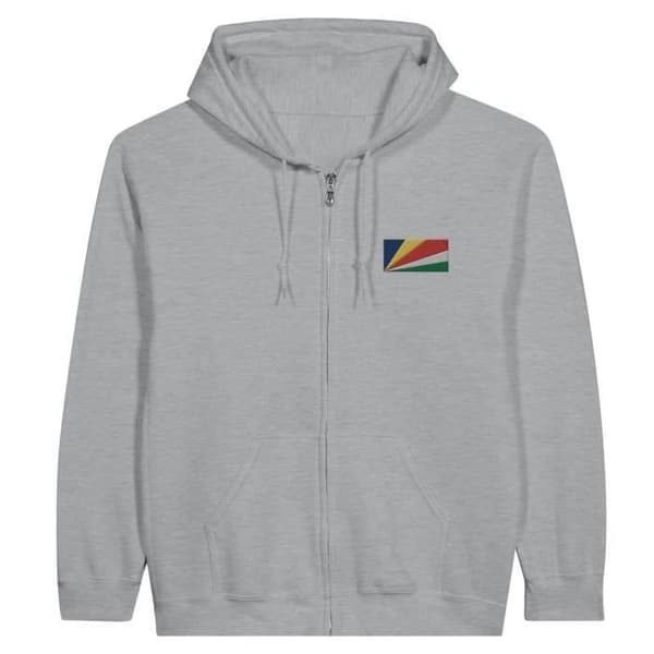 Luvtröja med dragkedja - PIXELFORMA - Seychellernas flagga - Grå - Långa ärmar - Unisex Grå M
