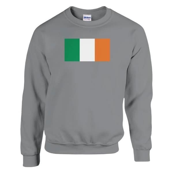 Sweatshirt - PIXELFORMA - Irlands flagga - Grå - Långärmad - Unisex Grå XXXXL