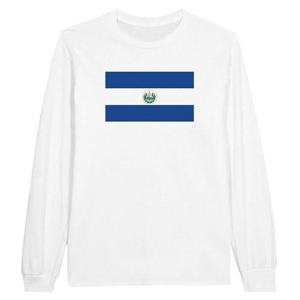 El Salvador Flag langærmet T-shirt i hvid Vit jag