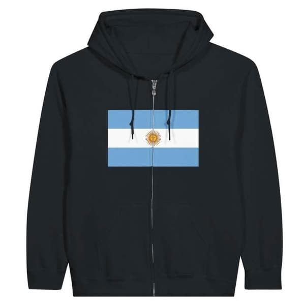 Sweatshirt med hætte - PIXELFORMA - Argentinas flag - Sort - Polyester-Bomuld - Lange ærmer Svart M