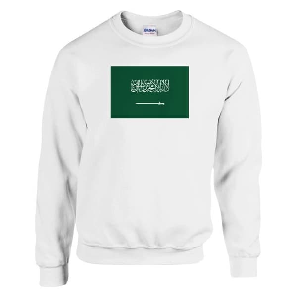 Sweatshirt - PIXELFORMA - Drapeau av Saudiarabien - Långa ärmar - Vit - Klassisk krage Vit M